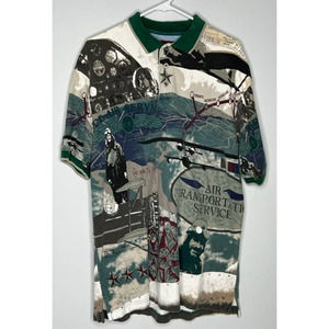 Vintage Cotton Traders Sport All Overprint Polo Air Transport XL